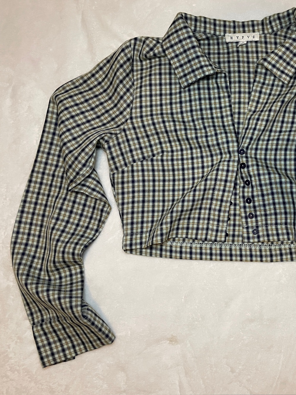 Plaid Button-Front Jacket in yellow and Navy